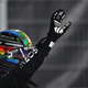 Lewis Hamilton wearing a helmet with the Pride colors displayed